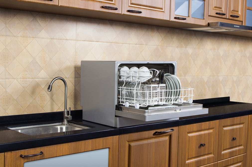 Kitchen sink and dishwasher in a home kitchen
