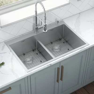 Double-basin kitchen sink