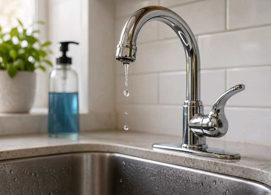 Kitchen sink faucet close-up