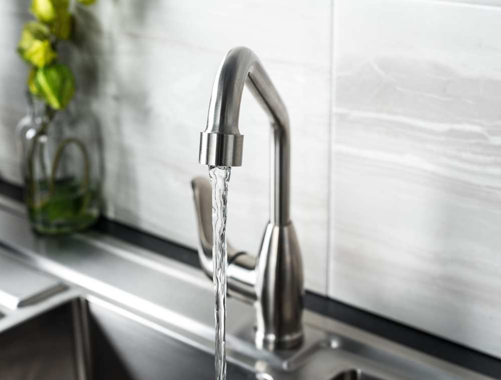 Modern kitchen faucet over a sink